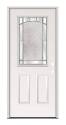 36-Inch X 80-Inch Left-Hand Double Bore Half Lite Patina Glass Pattern Steel Door