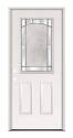 36-Inch X 80-Inch Right-Hand Double Bore Half Lite Patina Glass Pattern Steel Door