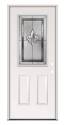 36-Inch X 80-Inch Left-Hand Double Bore Half Lite Fleur Glass Pattern Steel Door