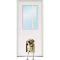 36-Inch X 80-Inch Fiberglass 9 Lite Right Hand Prehung Exterior Door with Pet Door