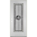 36-Inch X 80-Inch Fiberglass Textured Full Lite Patina Star Left Hand Prehung Exterior Door