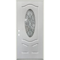 36-Inch x 80-Inch Steel 3/4 Oval Patina Left Hand Prehung Exterior Door