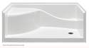 60 x 30 x 20-5/8-Inch White Coronado Shower Pan With Left Side Drain & Integral Corner Seat
