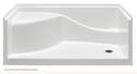 60 x 30 x 20-5/8-Inch White Coronado Shower Pan With Right Side Drain & Integral Corner Seat