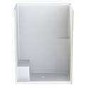 60 x 34 x 80-Inch White Subway Tile Shower Stall With Left Side Seat