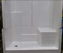 60 x 33 x 77-Inch White Tiled 3-Piece Shower Stall With Right Side Seat