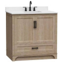 36-Inch Retford Light Wood Single Sink Bathroom Vanity With Carrara White Engineered Stone Top