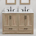 Retford Bathroom Vanity with Top &mdash; 48 in., Light Wood, Double Sink, Carrara White Engineered Stone Top