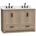 48-Inch Retford Light Wood Double Sink Bathroom Vanity with Carrara White Engineered Stone Top