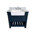 36-Inch Farmington Vanity Combo in Navy Blue with Single Sink and Engineered Stone Vanity Top