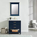Manhattan 30-Inch Navy Blue Single Sink Bathroom Vanity with Carrara White Natural Marble Top