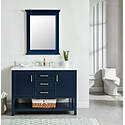 Manhattan 48-Inch Navy Blue Single Sink Bathroom Vanity with Carrara White Natural Marble Top