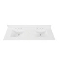61-Inch Snow White Quartz Double Undermount Sink Bathroom Vanity Top 4-Inch Backsplash