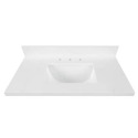 37-Inch Snow White Quartz Single Sink Bathroom Vanity Undermount Sink 4-Inch Backsplash