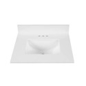 25-Inch Snow White Quartz Single Sink Bathroom Vanity Undermount Sink 4-Inch Backsplash
