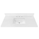 49-Inch Snow White Quartz Single Sink Bathroom Vanity Undermount Skink 4-Inch Backsplash