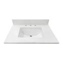 31"Snow White Quartz Single Sink Bathroom Vanity Undermount Sink 4-Inch Backsplash