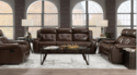 Rosewood Chocolate Leather Reclining Sofa