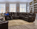 Waverly Mahogany Leather 6-Piece Power Reclining Sectional