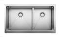 Quatrus R15 1-3/4 Low Divide Satin Finished Stainless Steel Double Bowl Sink