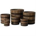 14-3/5-Inch Brown Oak Whiskey Barrel Planter