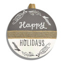 14-Inch Diameter "Happy Holidays" Round Door Hanger Sign With Ribbon Trim