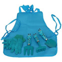 5-Piece Children's Garden Tool Set With A Trowel, Rake, Fork, Cotton Gloves, And Apron