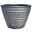 12.3-Inch Matte Black Ribbed Round Planter