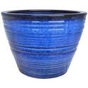 12.3-Inch Light Blue Ribbed Round Planter