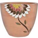 Michael Carr Designs Natural Clay Planter With Glaze Flower