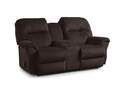 Bodie Chocolate Leather Power Reclining Loveseat With Console