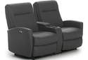 Costilla Black Leather Reclining Loveseat With Console & Power Headrest