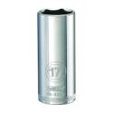 Drive Socket, 17 Mm Socket, 3/8 In Drive, 6 -Point, Vanadium Steel, Polished Chrome