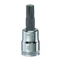 Torx Bit Socket, T45 Tip, 3/8 In Drive, Polished Chrome Vanadium