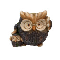 Faux Wood Mama And Baby Owl Planter