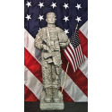 Camo Soldier Garden Statue With Flag In Trevia Greystone Finish