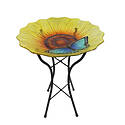 Butterfly And Sunflower Glass Bird Bath