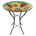 Ladybugs And Sunflowers Glass Birdbath