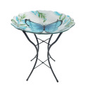 Blue Butterfly Glass Bird Bath