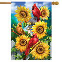 Cardinals And Sunflowers Summer House Flag