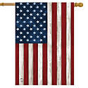 Wood American Flag House Flag