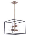 4-Light Square Matte Black And Gold Bodie Chandelier