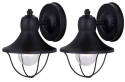 1-Light 8-1/8-Inch Black Open Cage Outdoor Downlight, 2-Pack