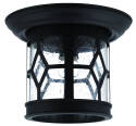1-Light 7-1/2-Inch Black And Seeded Glass Flush Mounted Atlanta Outdoor Light