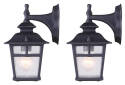 1-Light 11-Inch Black And Seeded Glass Fieldhouse Outdoor Downlight, 2-Pack