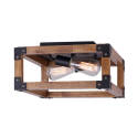 13-3/4 x 7-Inch 2-Light Matte Black And Real Wood Flush Mount Moss Ceiling Light Fixture