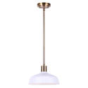 10-1/4 x 9 To 57-Inch 1-Light Gold And Matte White Bello Pendant Light