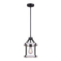 9 x 15-1/2 To 63-1/2-Inch 1-Light Matte Black And Brushed Grey Joelle Pendant Light