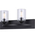 18 x 8-1/2-Inch 2-Light Matte Black Hampton Vanity Light Fixture
