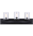 24 x 8-1/4-Inch 3-Light Matte Black Hampton Vanity Light Fixture